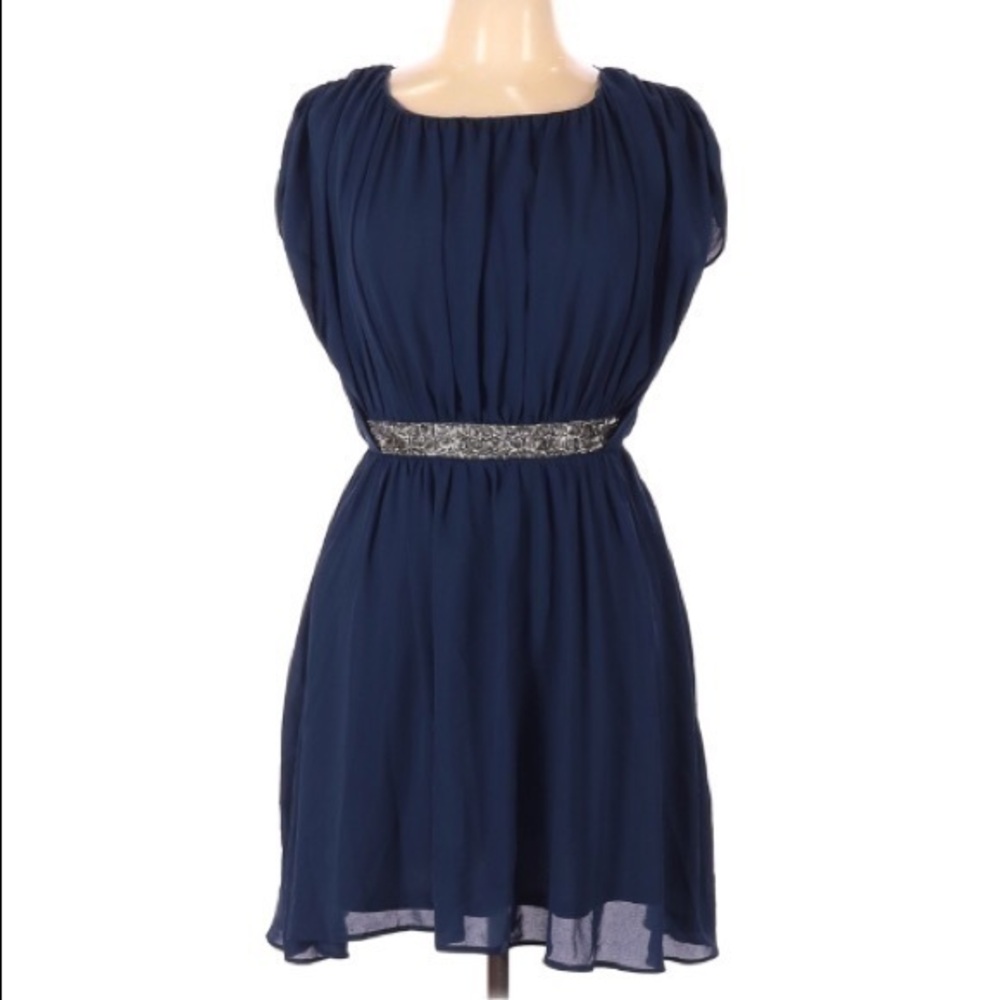ASOS ruched beaded waist open back mini dr…
